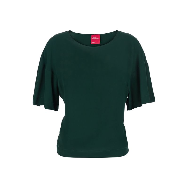 Merci Women Green T-Shirt With Round Neck And Wide Short Sleeves In Fabric Woman